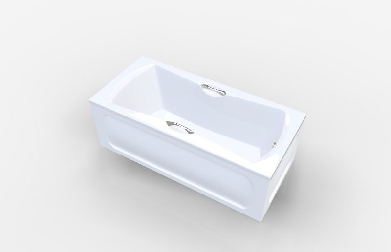 Акриловая ванна 1Marka Agora 170х75 с ручками хром и подголовником (комплект) в 3D