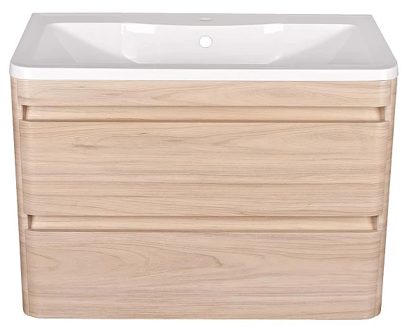 Тумба с раковиной Style Line Атлантика 80 подвесная ясень перламутр