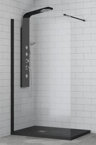 Душевая перегородка RGW Walk-in WA-010 B 70*195 профиль черный матовое стекло без поддона