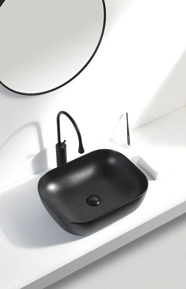 Накладная раковина Aquanet Lake-1-MB 50*39,5*14,5 черная матовая