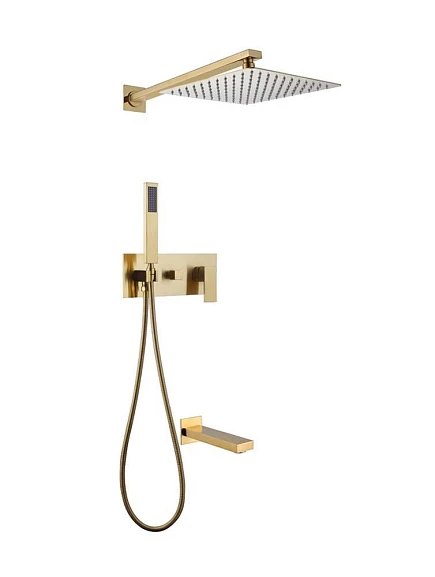 Душевая система ABBER Daheim AF8217G скрытого монтажа с изливом, золото матовое