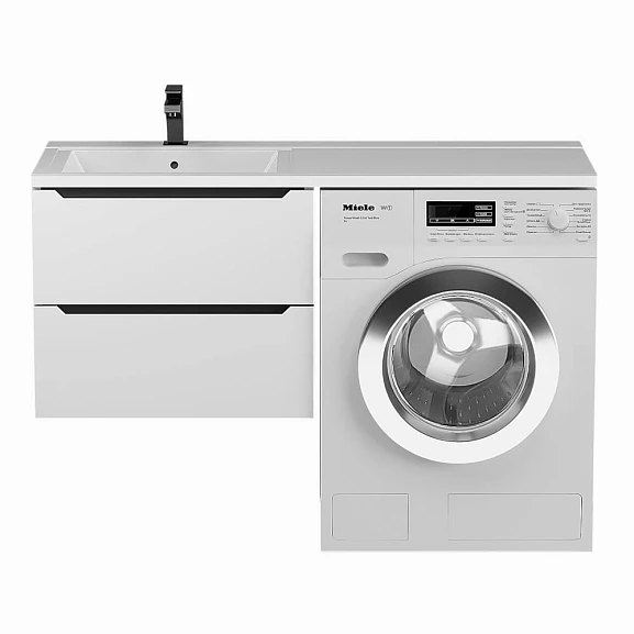 Тумба под раковину Uperwood Tanos 60 белая/графит под стиральную машину 2 ящика, подвесная