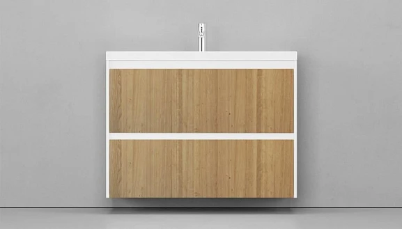 Тумба под раковину Velvex Klaufs 100 белая/шатанэ подвесная с ящиками