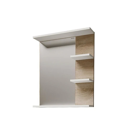 Зеркало Grossman Поло 57 дуб сонома/белый глянец с полками комбинированное