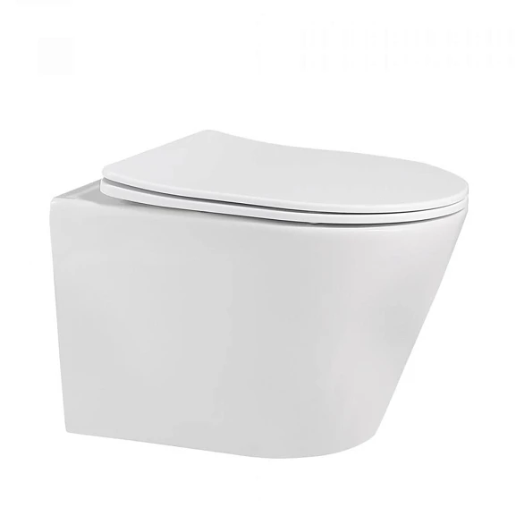Подвесной унитаз ABBER Bequem AC1102 36*49 белый, безободковый с крышкой-сиденьем микролифт Slim