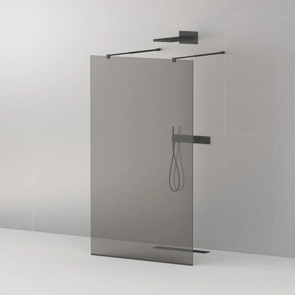 Душевая перегородка Cezares LIBERTA-L-2-90-GR-NERO Walk-in 90*195 L/R с возможностью двустороннего входа, стекло графит, профиль черный без поддона
