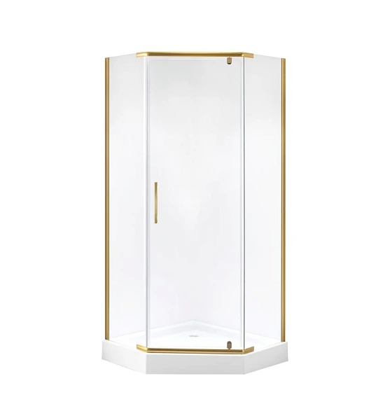 Душевое ограждение Niagara Nova NG-6434-08 GOLD 100*100*195 L/R трапеция, дверь распашная без поддона