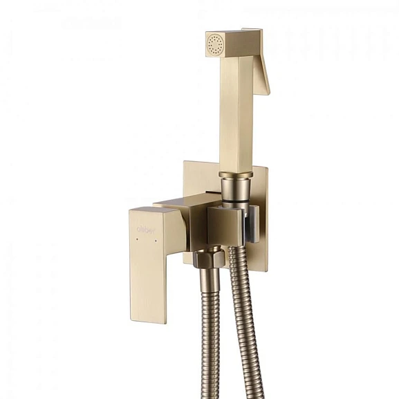 Гигиенический душ со смесителем ABBER Daheim AF8226G скрытый монтаж матовое золото
