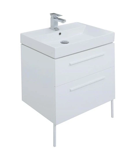 Тумба с раковиной Aquanet Nova 60 белый глянец (ручки белые, ножки белые)