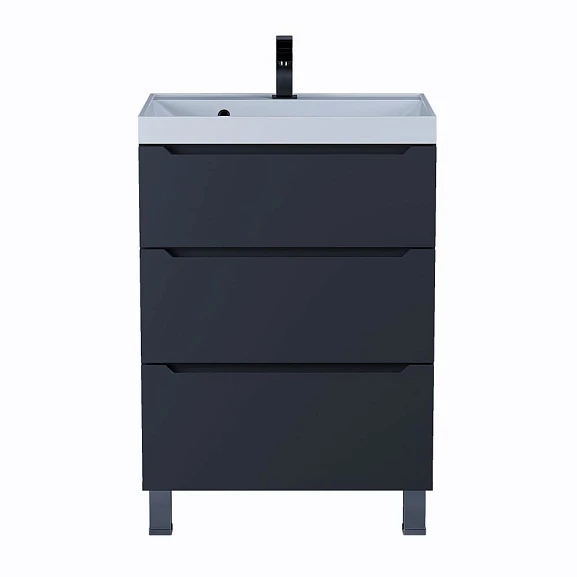 Тумба под раковину Uperwood Tanos 60 черная, напольная, 3 ящика