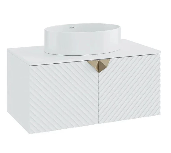 Тумба с раковиной Runo Андорра 85 белый матовый/белый глянец (раковина Ovale 50*36)