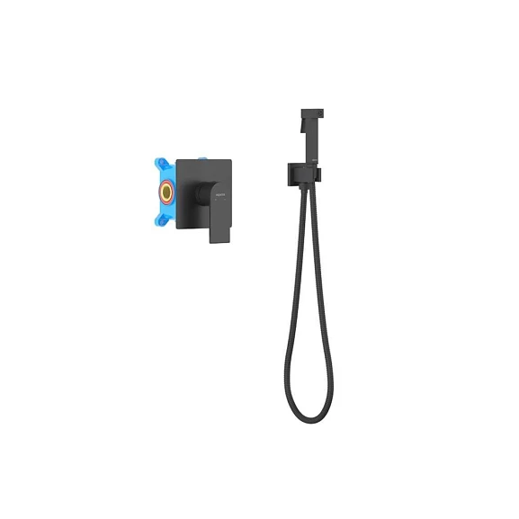 Гигиенический душ со смесителем Лира AQ1419MB скрытый монтаж черный матовый