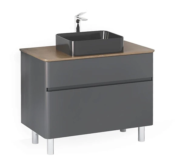 Тумба под раковину Raval Morelle 100 антрацит/дуб трюфель напольная
