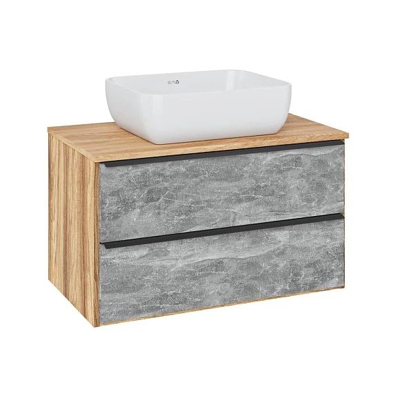 Тумба с раковиной Runo Мальта 85 серый/дуб (раковина Cuatro 49*39,5)