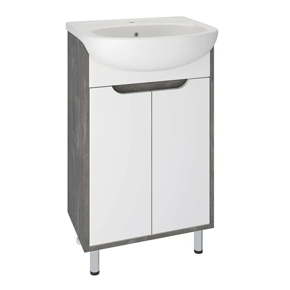 Тумба с раковиной Runo Эко 50 белый/железный камень