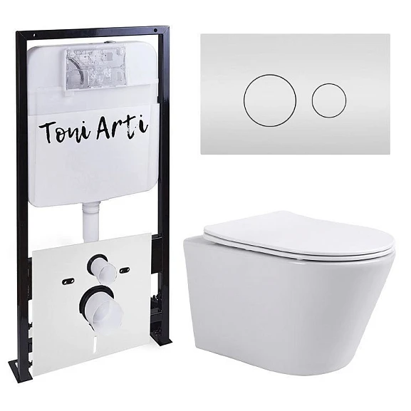 Комплект инсталляции Toni Arti Forli, клавиша смыва Baglio белый глянец