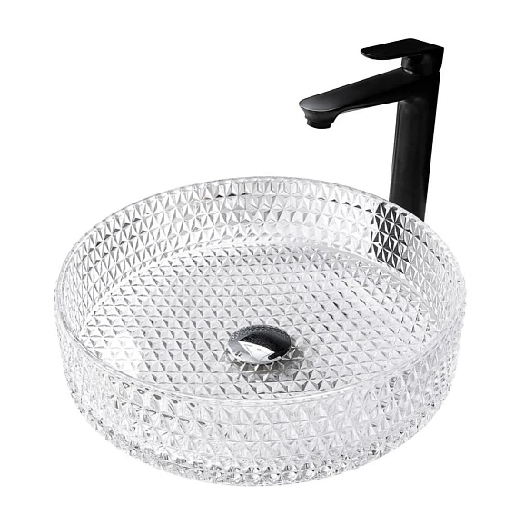 Накладная раковина стеклянная ABBER Glas AK2301 39,5*39,5 прозрачная