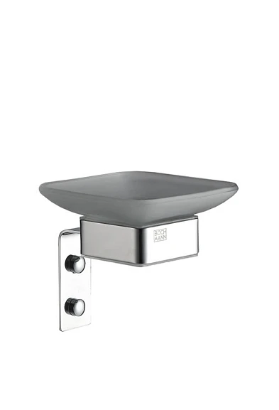 Мыльница Boch Mann CR-D01-04 стеклянная, настенная с держателем из нержавеющей стали для мыла, цвет хром