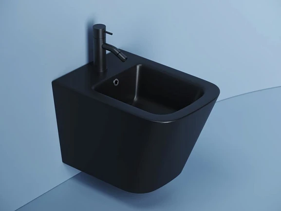 Подвесное биде Ceramicanova Union 34*48,5 черное матовое