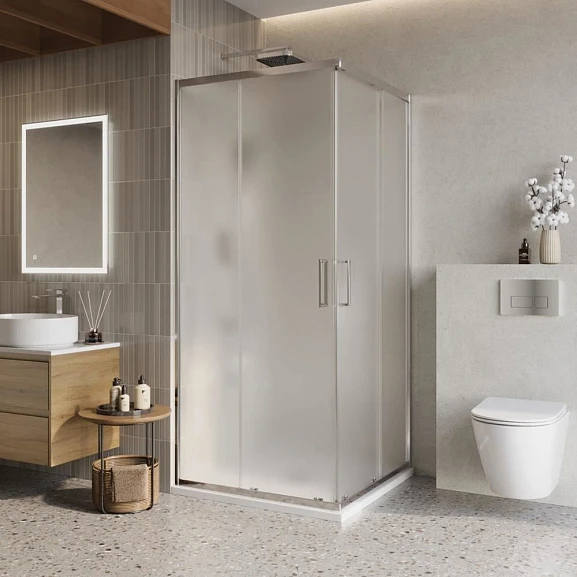 Душевой уголок BelBagno Luce LUCE-A-2-90-P-Cr 90*90*195 стекло рифленое без поддона