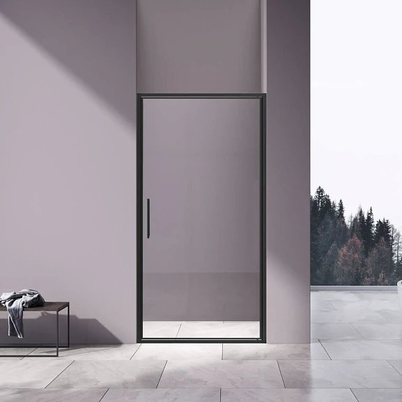 Душевая дверь в нишу Vincea Slim 8mm 100*195 профиль черный матовый L/R без поддона