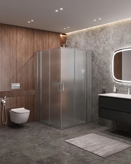 Душевой уголок Cezares Molveno MOLVENO-A-22-100+30-P-Cr 130*130*195 стекло рифленое без поддона