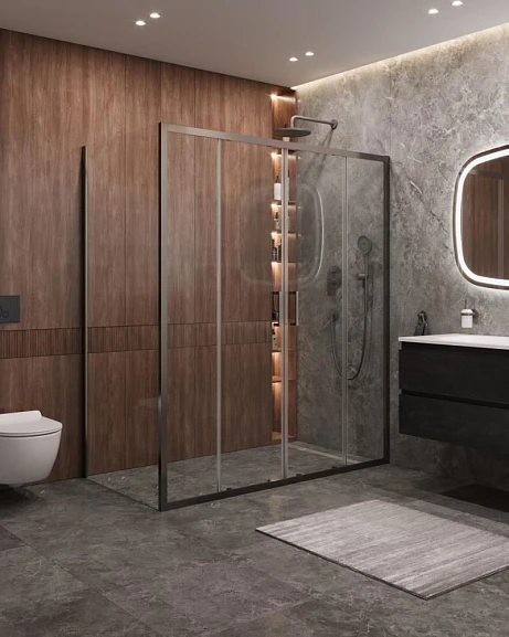 Душевой уголок Cezares Molveno MOLVENO-AH-2/1-170/90-C-GM-IV 170*90*195 профиль оружейная сталь без поддона