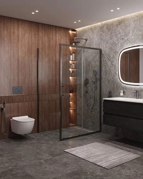 Душевой уголок Cezares Molveno MOLVENO-AH-11-140/90-C-GM-IV 140*90*195 профиль оружейная сталь без поддона