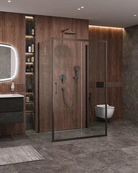 Душевой уголок Cezares Molveno MOLVENO-AH-12-160/90-C-GM-IV 160*90*195 профиль оружейная сталь без поддона