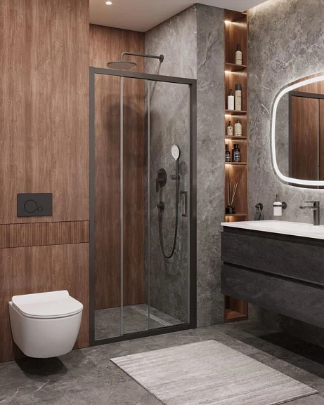 Душевая дверь в нишу Cezares Molveno MOLVENO-BF-3-100-C-GM-IV 100*195 профиль оружейная сталь L/R без поддона