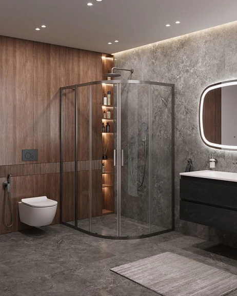 Душевой уголок Cezares Molveno MOLVENO-RH-2-130/100-C-GM-IV 130*100*195 профиль оружейная сталь без поддона