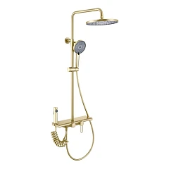 Olive’s Душевая стойка Kabrera 37294KBG с изливом и гигиенической лейкой золотой сатин Olive’s Душевая стойка Kabrera 37294KBG с изливом и гигиенической лейкой золотой сатин