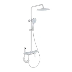 Душевая стойка Olive’s Kabrera 37294KBW с изливом и гигиенической лейкой белая матовая Душевая стойка Olive’s Kabrera 37294KBW с изливом и гигиенической лейкой белая матовая