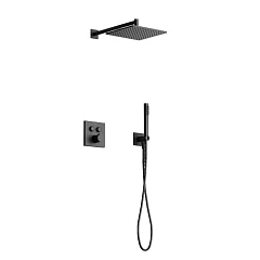 Душевой комплект Sancos Linn SC9022MB с термостатом скрытый монтаж черный матовый