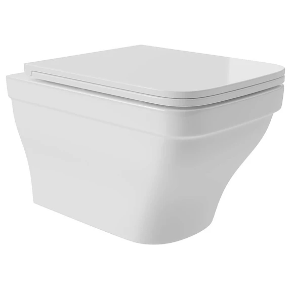 Подвесной унитаз Aqueduto Esteta 36,5*52 безободковый с крышкой-сиденьем микролифт белый глянцевый