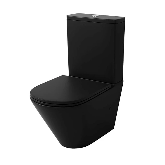Унитаз-компакт Grossman GR-4449BMSQ 38*67 Tornado безободковый, черный матовый с крышкой-сиденьем микролифт Slim
