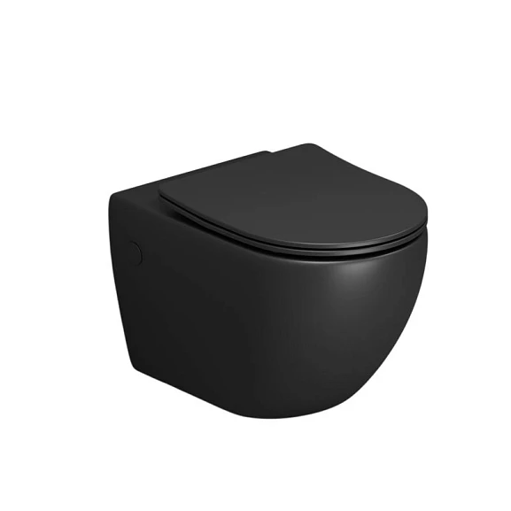 Подвесной унитаз Grossman GR-4411BMSQ 52х36х37,5 безободковый, торнадо,черный матовый с крышкой,микролифт