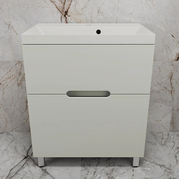 Тумба с раковиной Style Line Матис 70 напольная олива (раковина Asti 70*45 жасмин)