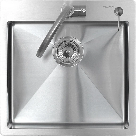 Кухонная мойка Melana ProfLine 50*50 врезная квадратная сатин с дозатором