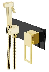 Гигиенический душ со смесителем Boheme Q 147-BG скрытый монтаж черный матовый/золото