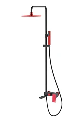 Душевая стойка Boheme Q 148-BR.2 с изливом черная матовая/красный