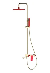 Душевая стойка Boheme Q 148-GR.2 с изливом золото/красный