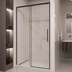 Душевая дверь в нишу Vincea Stella 110*200 стекло прозрачное профиль черный матовый без поддона