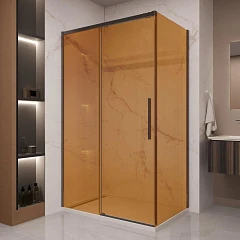 Душевой уголок Vincea Stella 120*90 профиль черный матовый стекло янтарь без поддона
