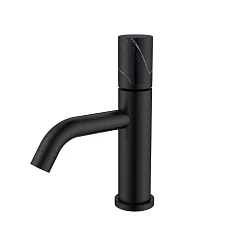 Смеситель Boheme Stick 121-B-MR-B для раковины черный матовый ручка черный мрамор