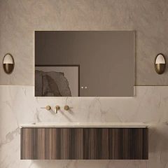 Комплект мебели Vincea Luxe 140 натуральный орех (раковина кварц бежевая L)