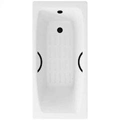 Чугунная ванна Delice Repos 150х70 с черными матовыми ручками и антискользящим покрытием