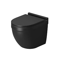 Подвесной унитаз Grossman Tornado GR-4483BMSQ 36*52 черный матовый безободковый смыв торнадо с крышкой-сиденьем микролифт Slim