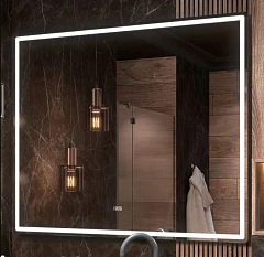 Зеркало Vigo Roberta Luxe 120*100 с Led-подсветкой часами и функцией антизапотевания инфракрасный выключатель