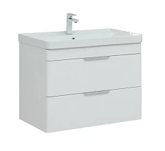 Тумба под раковину Aquanet Ирис New 90 белый глянец подвесная (2 ящика, ручки дополнительно на выбор)